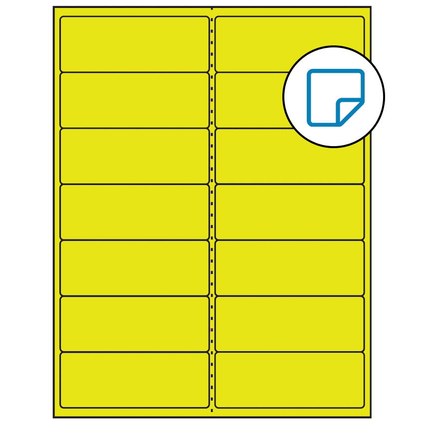 4" x 1.5" Fluorescent Yellow Rectangular Sheet Labels - Removable Adhesive