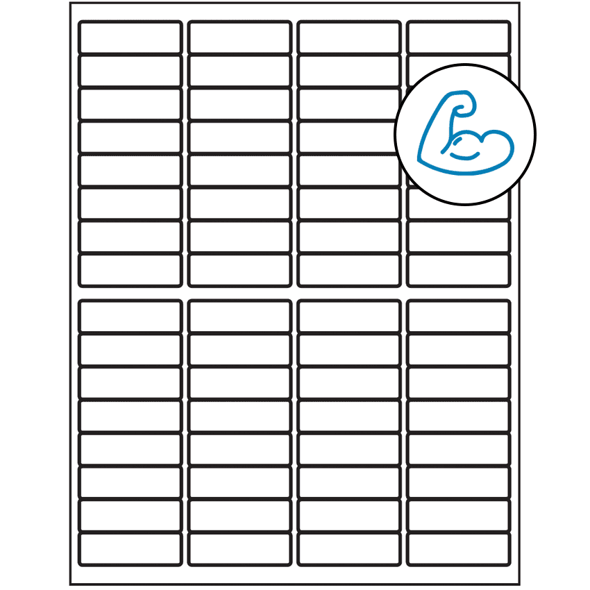 1.9375" x 0.625" White Rectangular Sheet Labels - Ultra Aggressive Adhesive