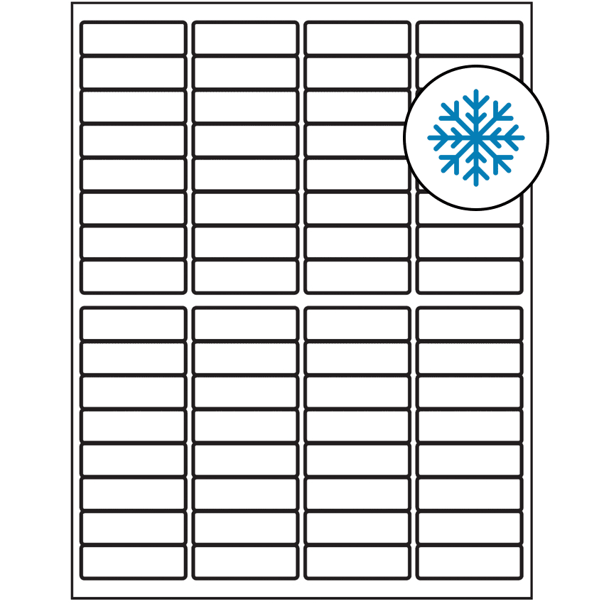 1.9375" x 0.625" White Rectangular Sheet Labels - Freezer Grade Adhesive