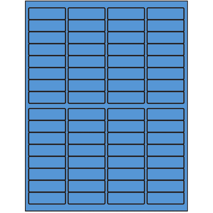 1.9375" x 0.625" Fluorescent Blue Rectangular Sheet Labels