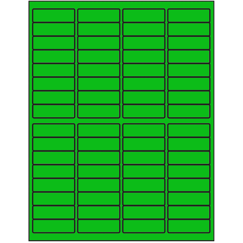 1.9375" x 0.625" Fluorescent Green Rectangular Sheet Labels