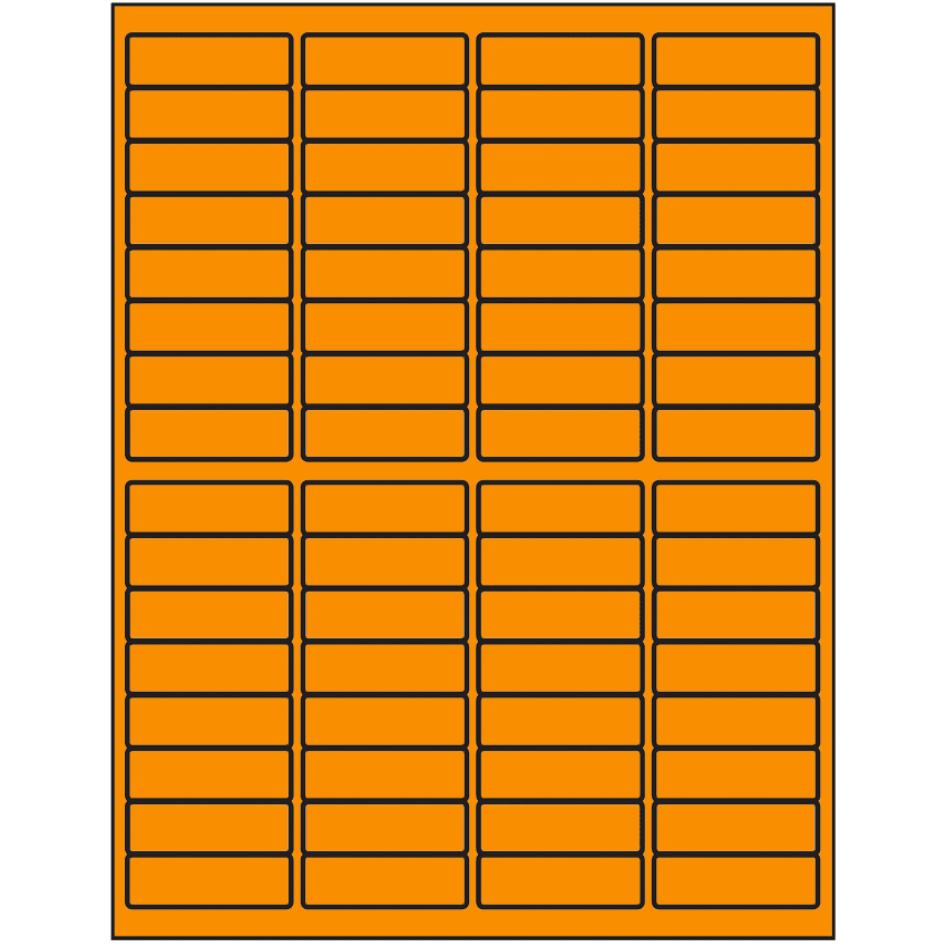 1.9375" x 0.625" Fluorescent Orange Rectangular Sheet Labels