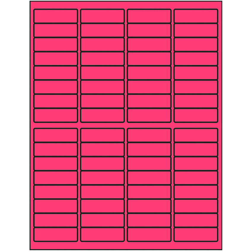 1.9375" x 0.625" Fluorescent Pink Rectangular Sheet Labels