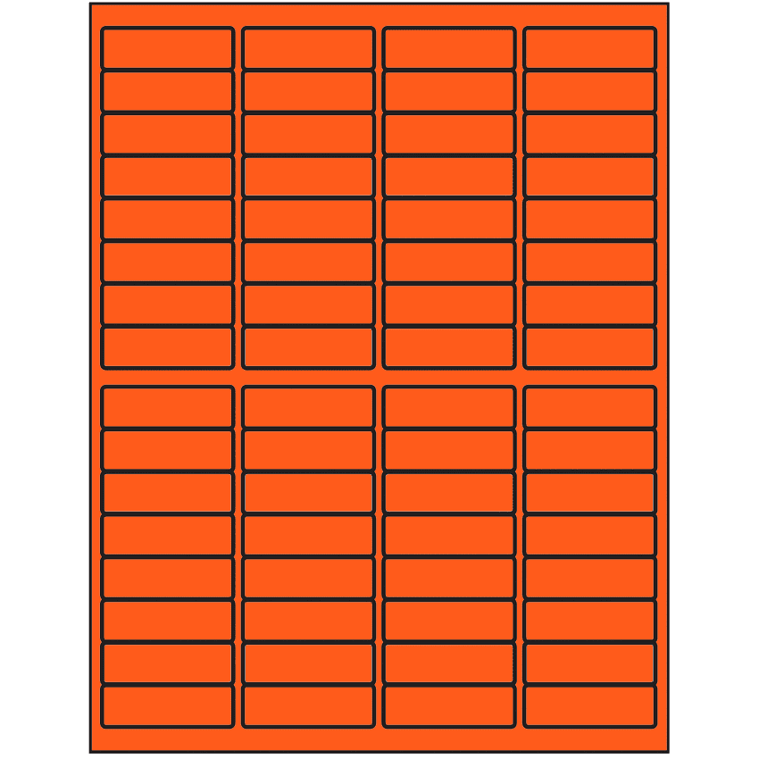 1.9375" x 0.625" Fluorescent Red Rectangular Sheet Labels