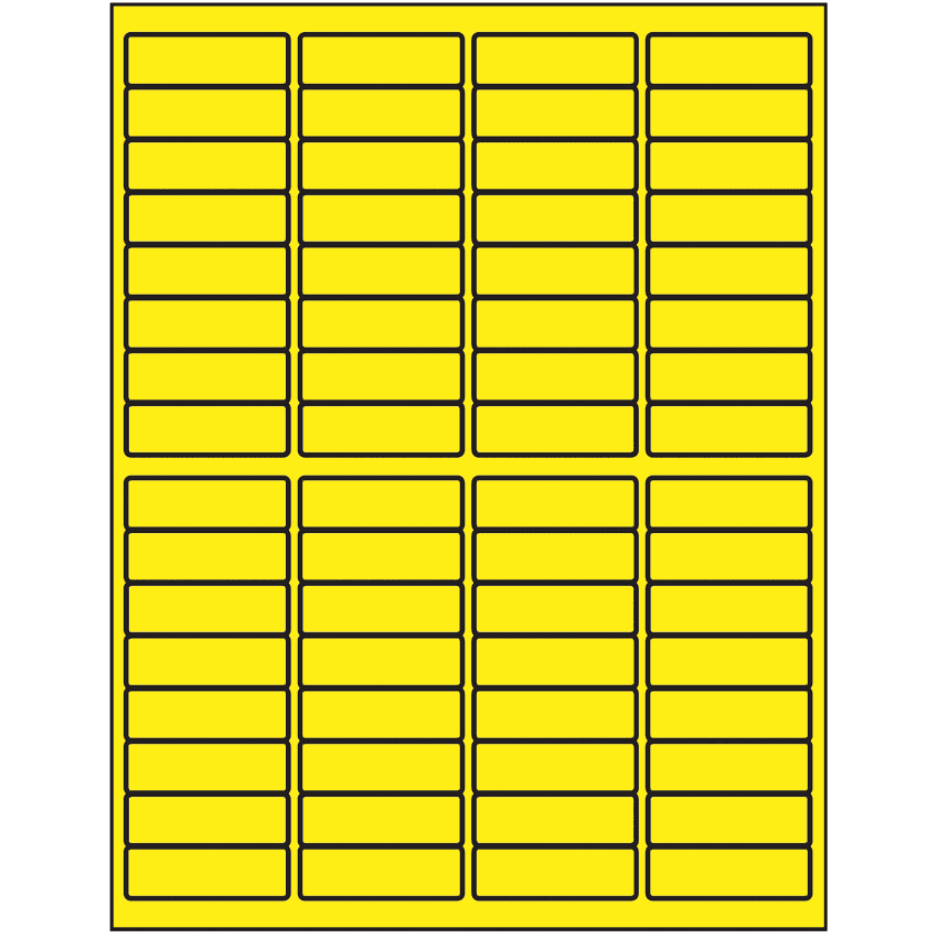 1.9375" x 0.625" Fluorescent Yellow Rectangular Sheet Labels