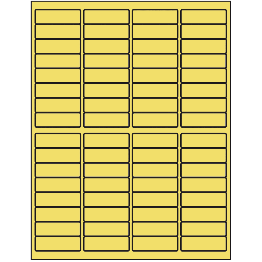 1.9375" x 0.625" Pastel Yellow Rectangular Sheet Labels