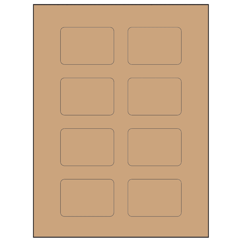 2.6" x 1.77" Brown Kraft Rectangular Sheet Labels