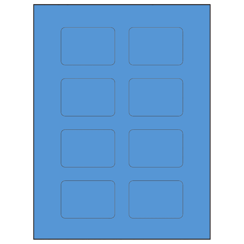 2.6" x 1.77" Fluorescent Blue Rectangular Sheet Labels
