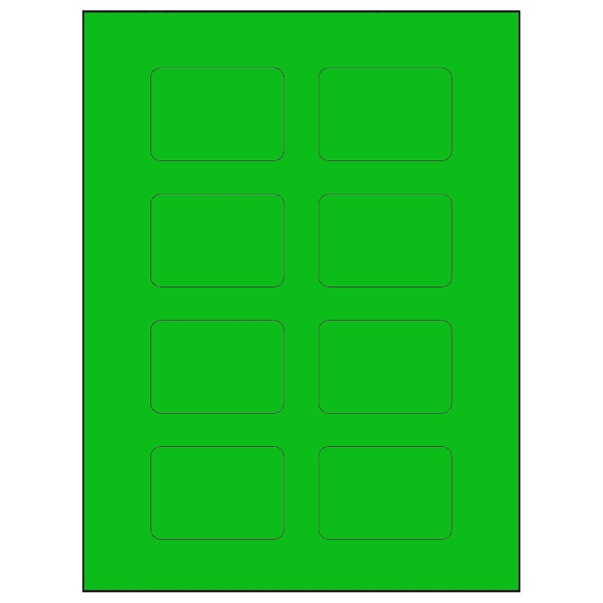 2.6" x 1.77" Fluorescent Green Rectangular Sheet Labels