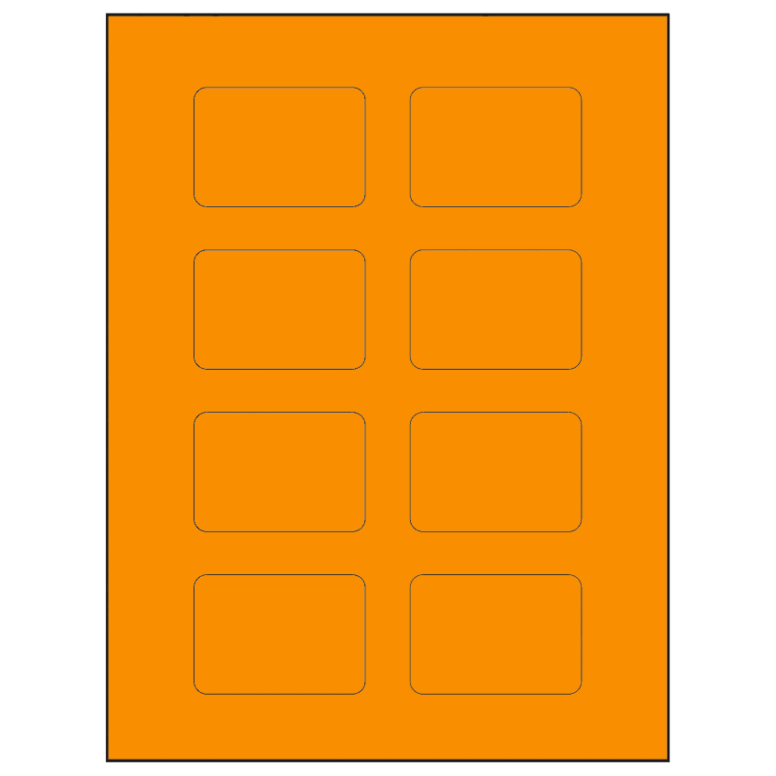 2.6" x 1.77" Fluorescent Orange Rectangular Sheet Labels