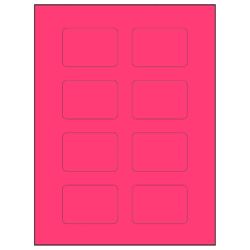 2.6" x 1.77" Fluorescent Pink Rectangular Sheet Labels