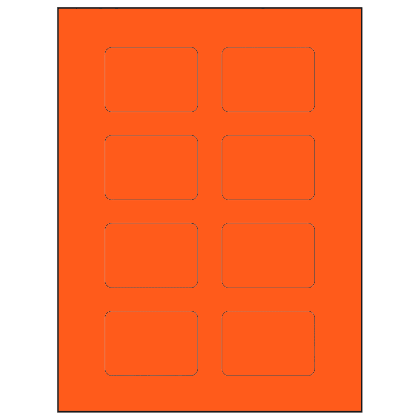 2.6" x 1.77" Fluorescent Red Rectangular Sheet Labels