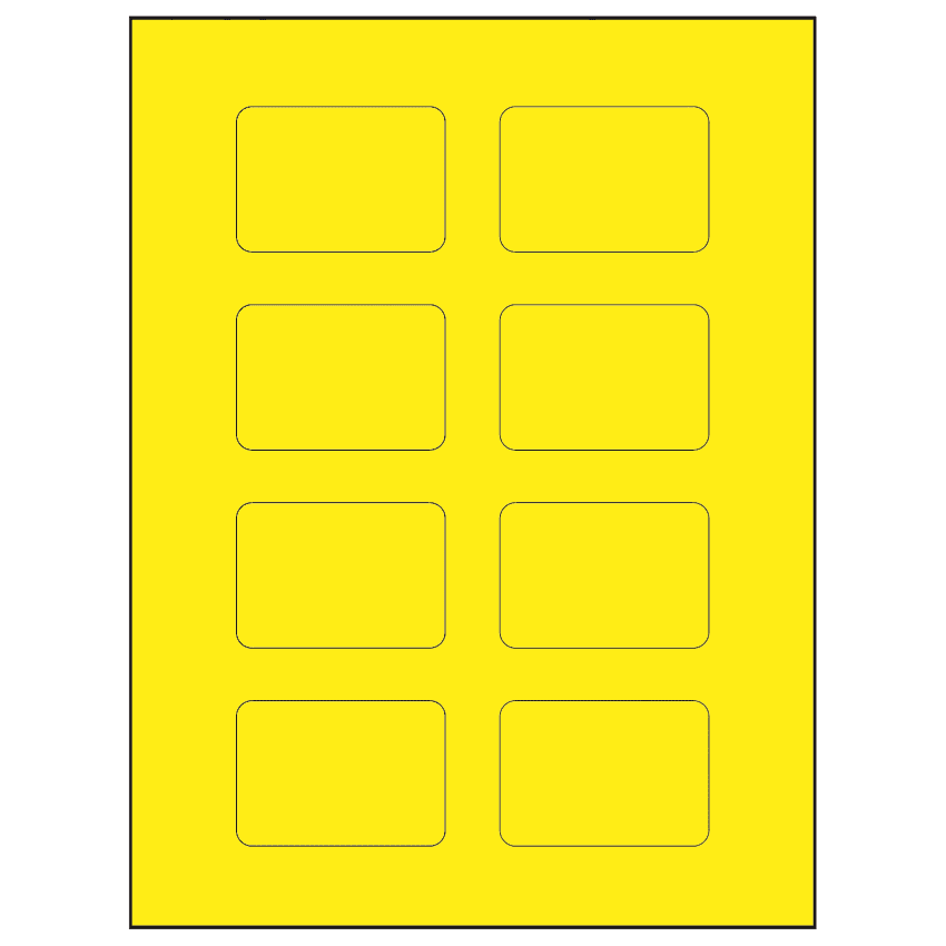 2.6" x 1.77" Fluorescent Yellow Rectangular Sheet Labels