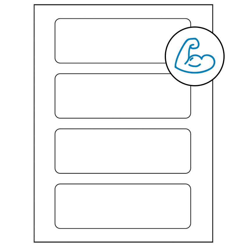 6.5" x 2.0875" White Rectangular Sheet Labels - Ultra Aggressive Adhesive