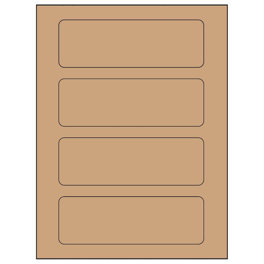 6.5" x 2.0875" Brown Kraft Rectangular Sheet Labels