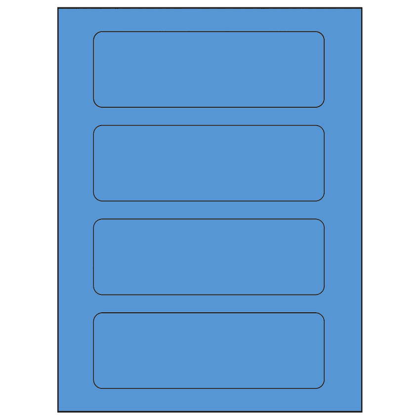 6.5" x 2.0875" Fluorescent Blue Rectangular Sheet Labels