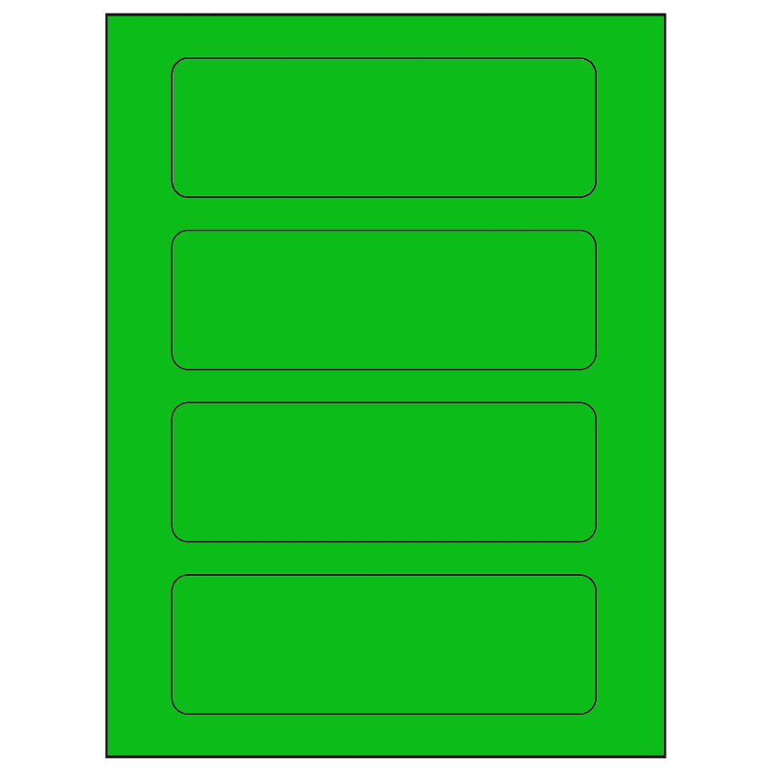 6.5" x 2.0875" Fluorescent Green Rectangular Sheet Labels