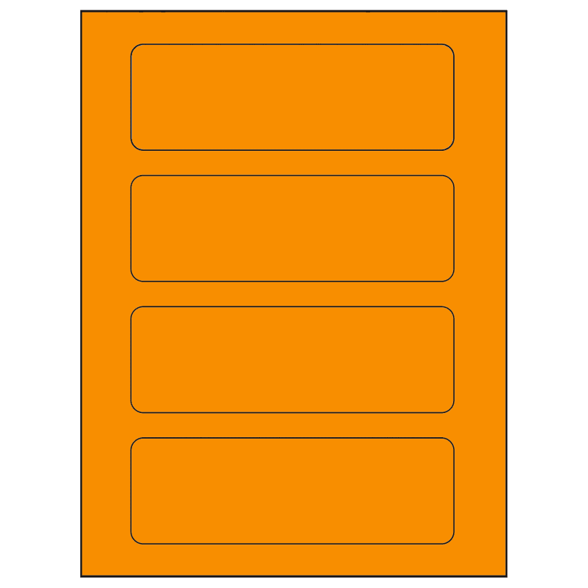 6.5" x 2.0875" Fluorescent Orange Rectangular Sheet Labels