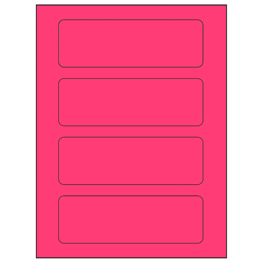 6.5" x 2.0875" Fluorescent Pink Rectangular Sheet Labels