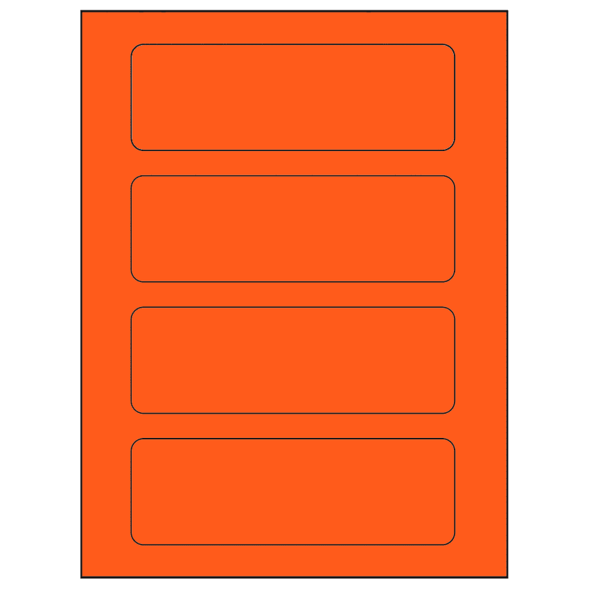 6.5" x 2.0875" Fluorescent Red Rectangular Sheet Labels