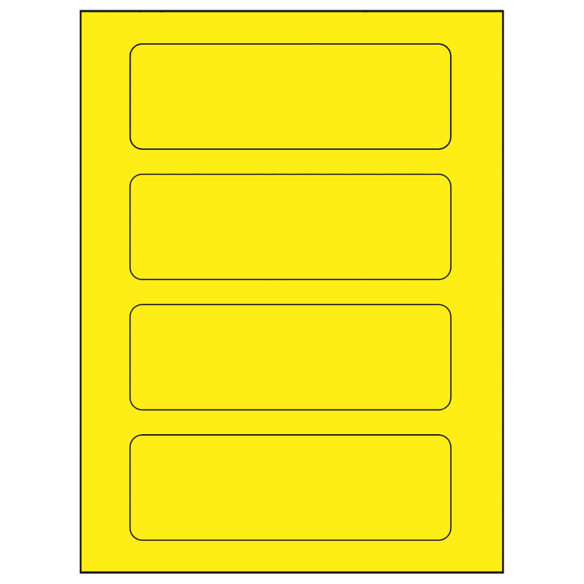6.5" x 2.0875" Fluorescent Yellow Rectangular Sheet Labels