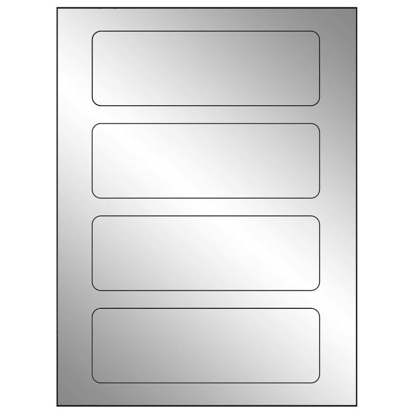 6.5" x 2.0875" Silver Foil Rectangular Sheet Labels