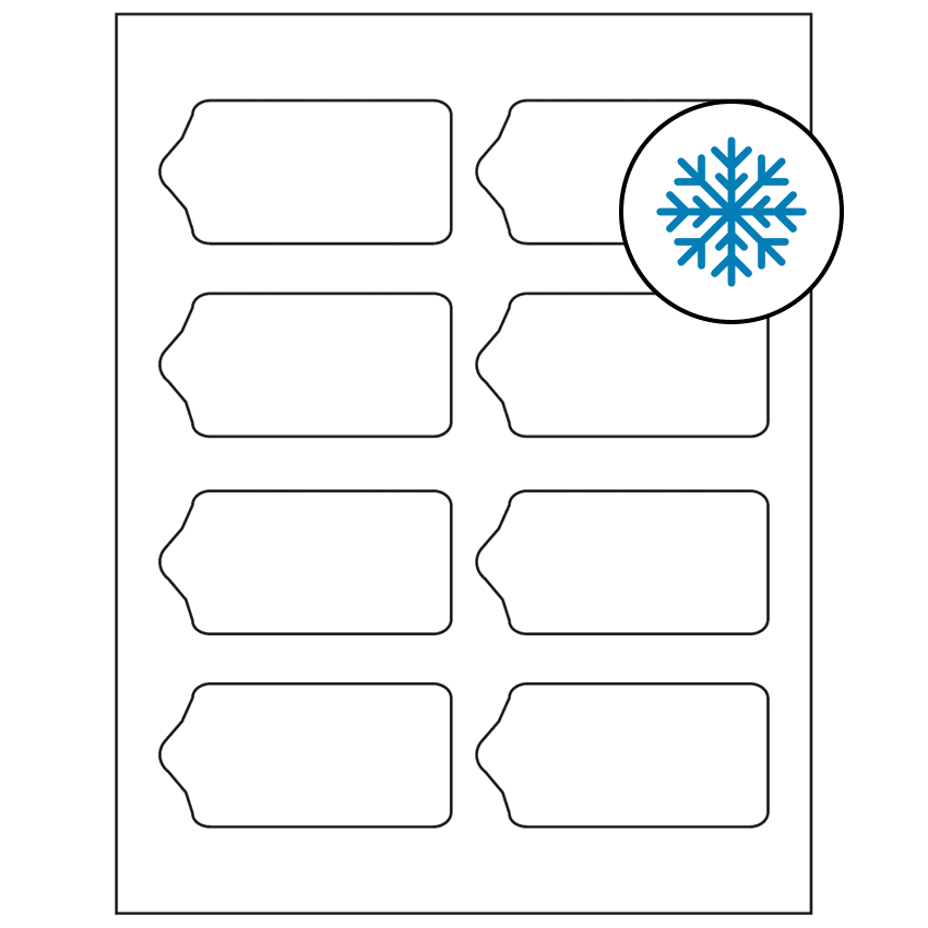 3.5625" x 1.75" White Sheet Labels - Freezer Grade Adhesive