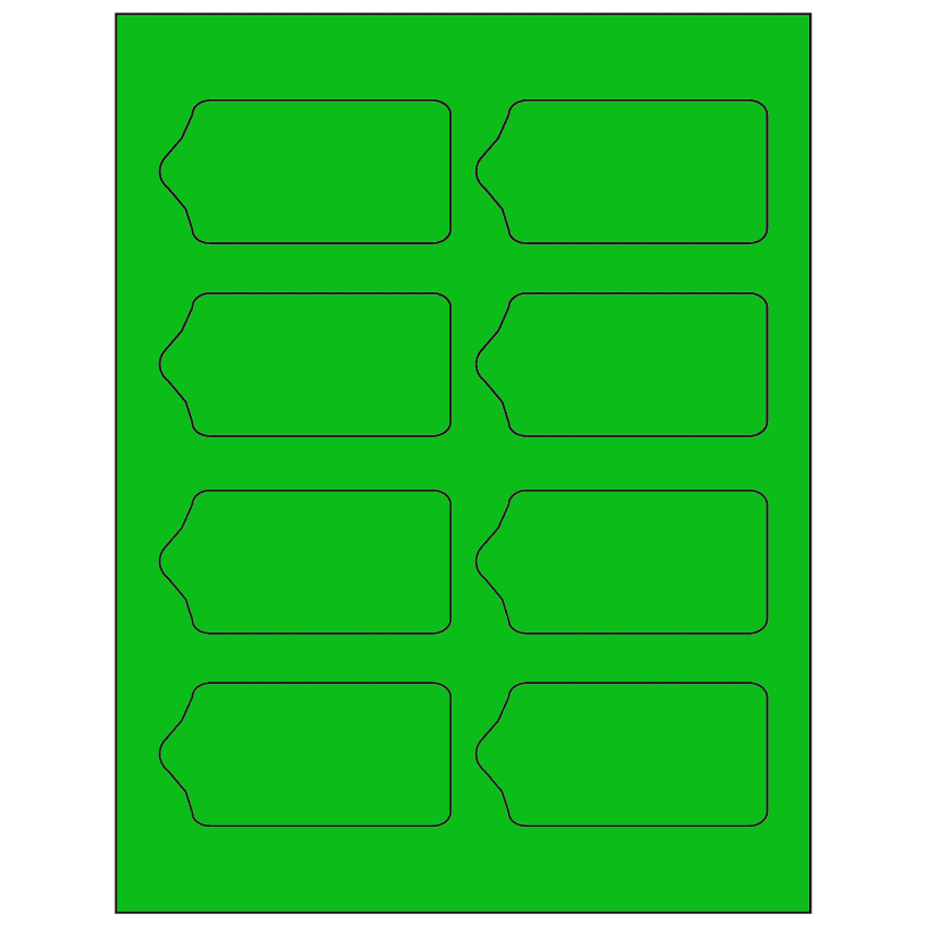 3.5625" x 1.75" Fluorescent Green Sheet Labels