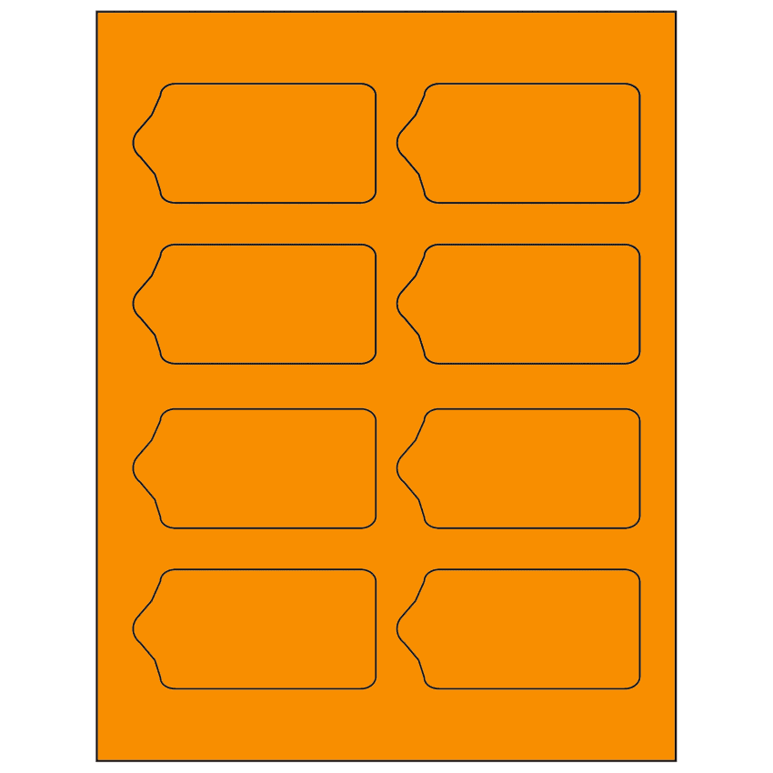 3.5625" x 1.75" Fluorescent Orange Sheet Labels