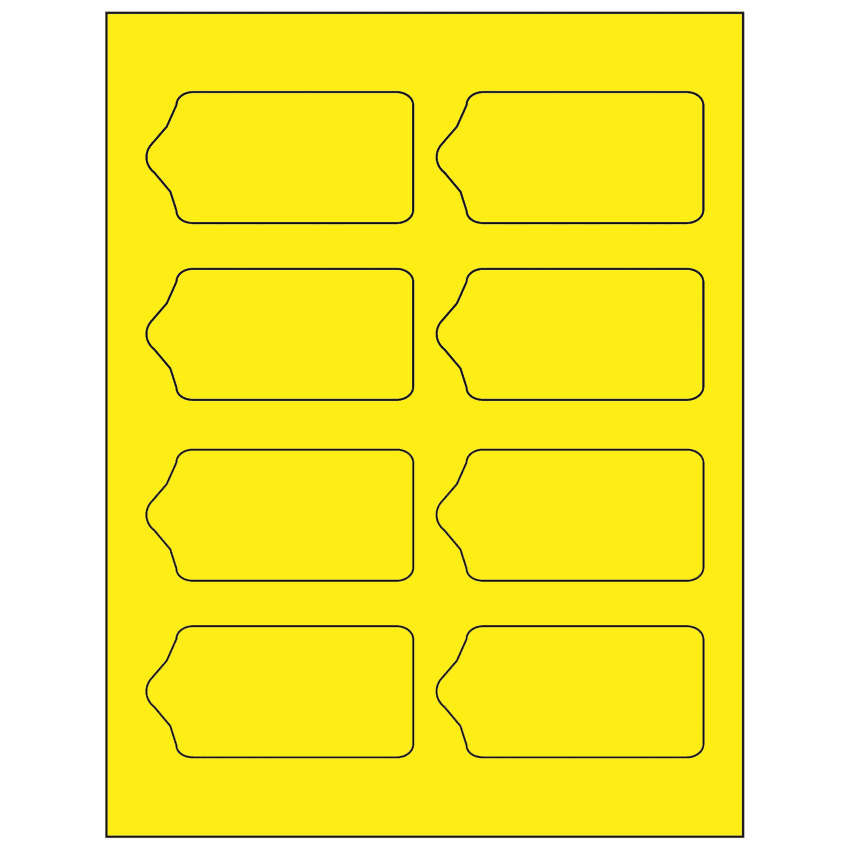 3.5625" x 1.75" Fluorescent Yellow Sheet Labels