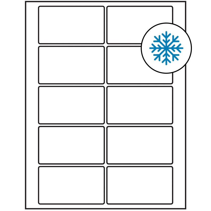 3.5" x 2" White Rectangular Sheet Labels - Freezer Grade Adhesive