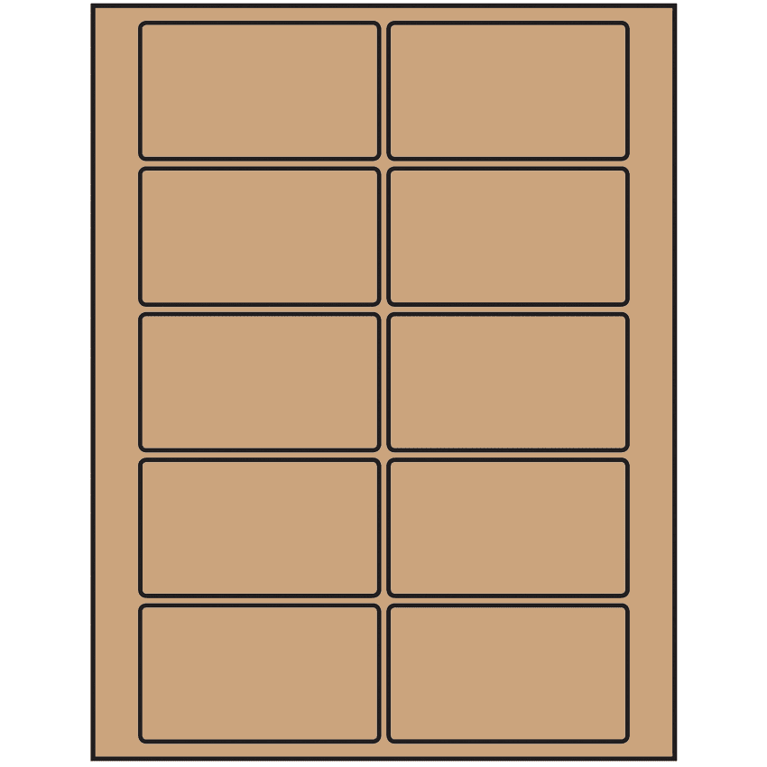 3.5" x 2" Brown Kraft Rectangular Sheet Labels
