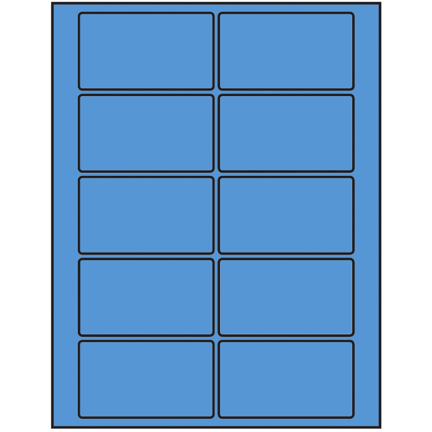 3.5" x 2" Fluorescent Blue Rectangular Sheet Labels