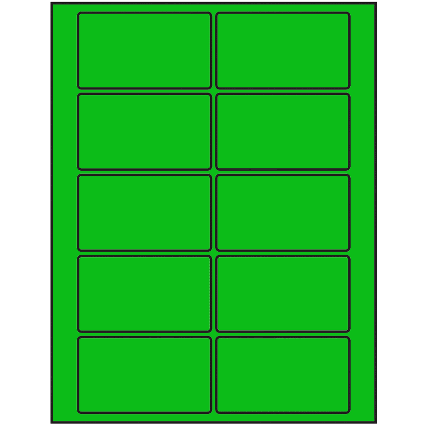 3.5" x 2" Fluorescent Green Rectangular Sheet Labels