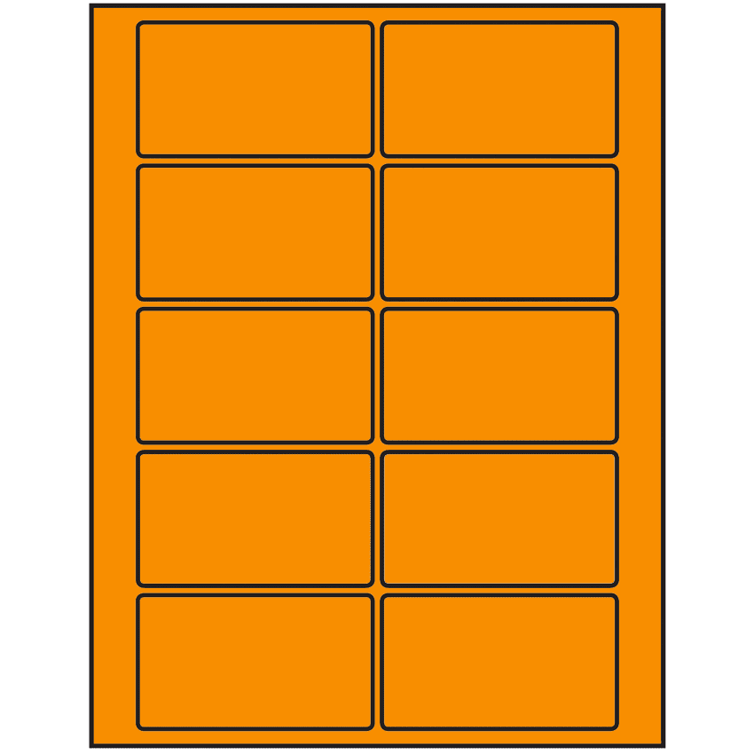3.5" x 2" Fluorescent Orange Rectangular Sheet Labels