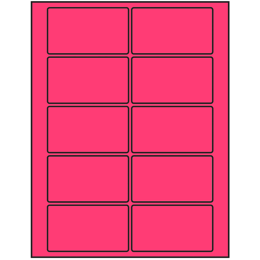 3.5" x 2" Fluorescent Pink Rectangular Sheet Labels