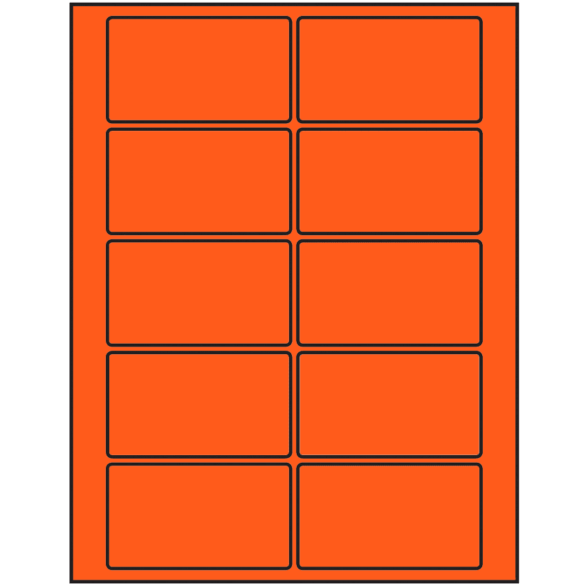 3.5" x 2" Fluorescent Red Rectangular Sheet Labels
