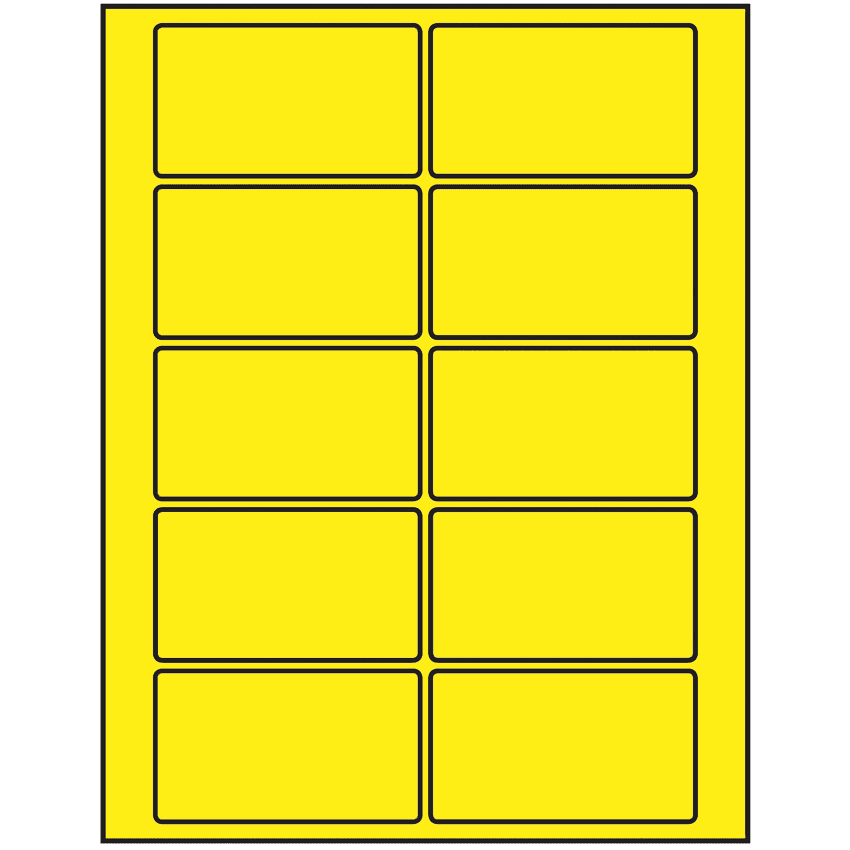 3.5" x 2" Fluorescent Yellow Rectangular Sheet Labels