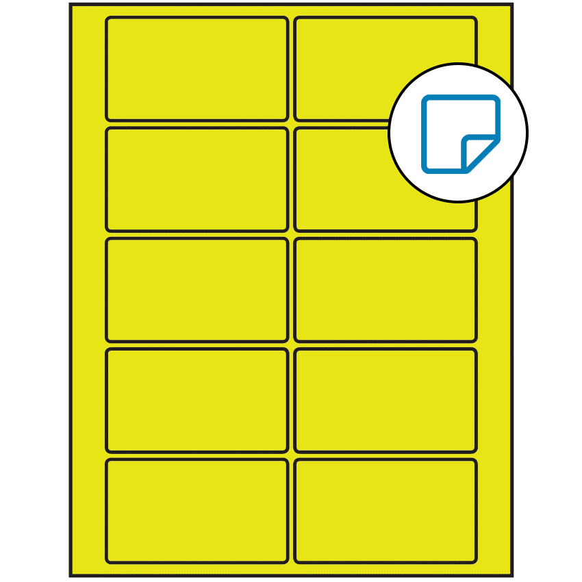 3.5" x 2" Fluorescent Yellow Rectangular Sheet Labels - Removable Adhesive