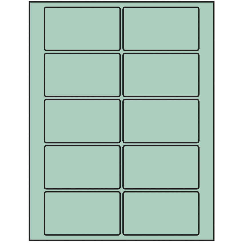 3.5" x 2" Pastel Green Rectangular Sheet Labels