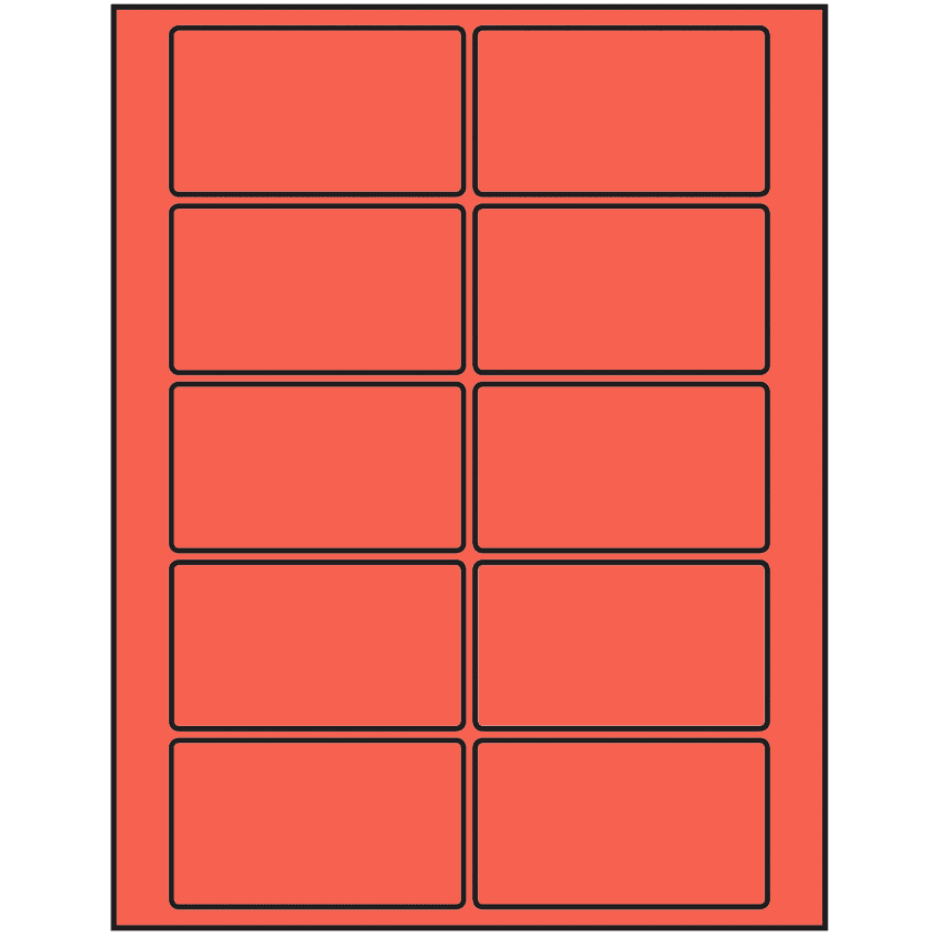 3.5" x 2" Red Rectangular Sheet Labels