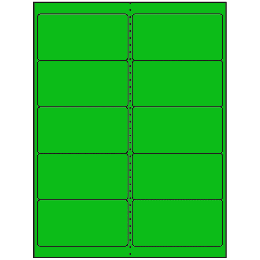 4" x 2" Fluorescent Green Rectangular Sheet Labels