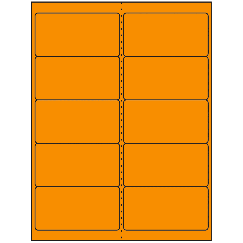 4" x 2" Fluorescent Orange Rectangular Sheet Labels