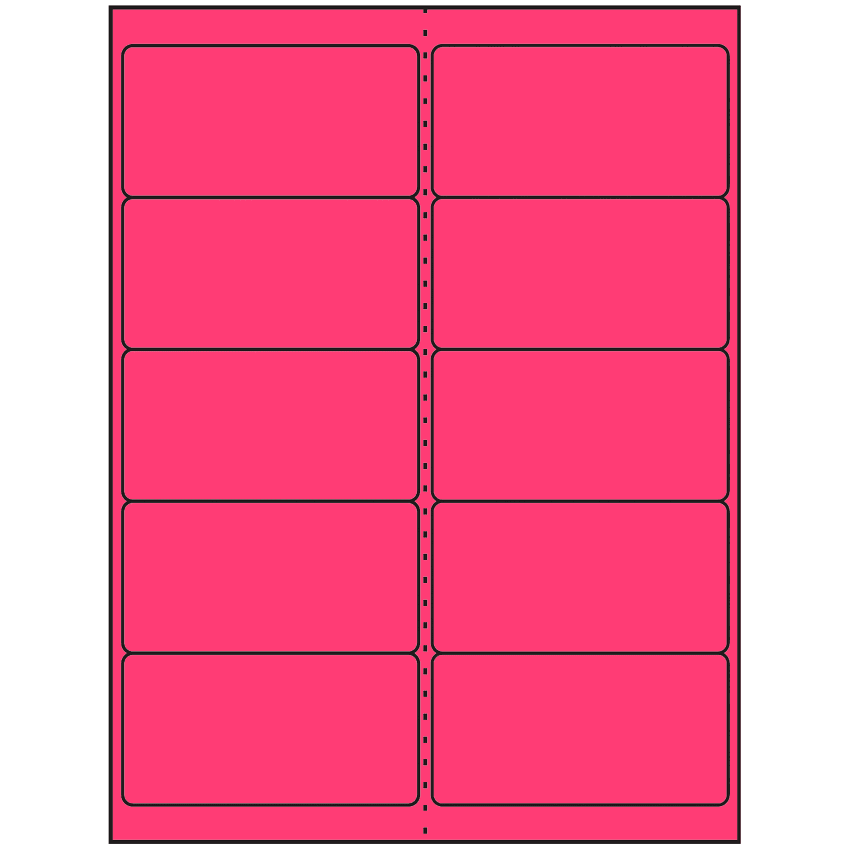 4" x 2" Fluorescent Pink Rectangular Sheet Labels