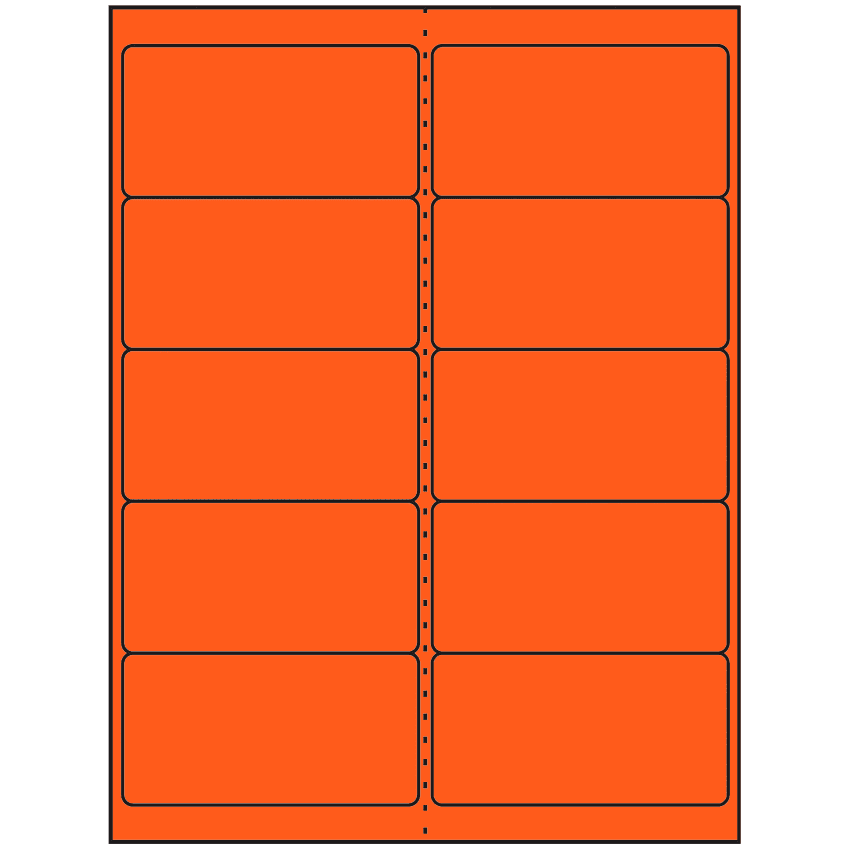 4" x 2" Fluorescent Red Rectangular Sheet Labels
