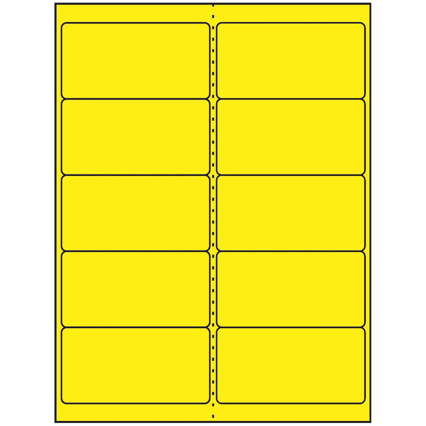 4" x 2" Fluorescent Yellow Rectangular Sheet Labels