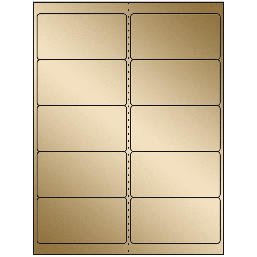 4" x 2" Gold Foil Rectangular Sheet Labels