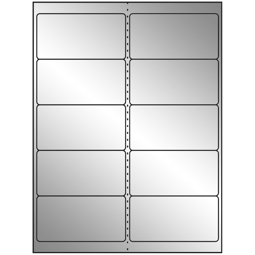 4" x 2" Silver Foil Rectangular Sheet Labels