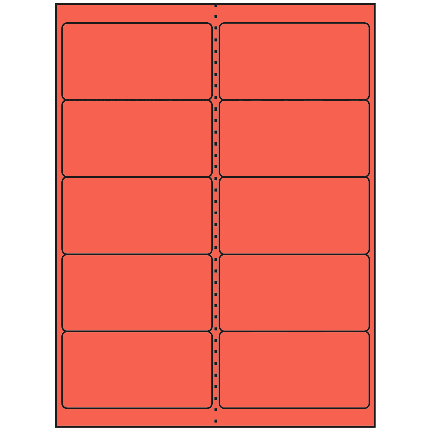 4" x 2" Red Rectangular Sheet Labels