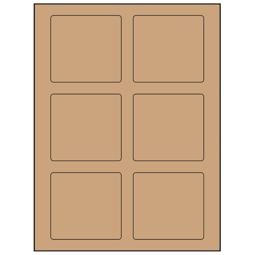 3.25" x 3" Brown Kraft Rectangular Sheet Labels